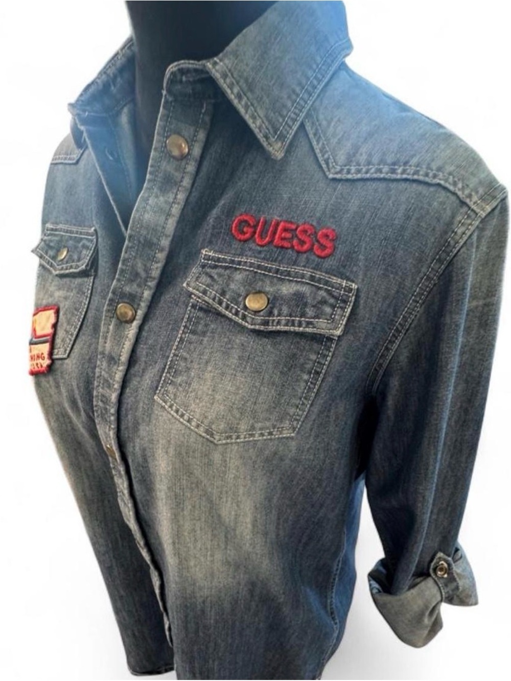 Guess Denim Embroidered Button up - Picture 3 of 6